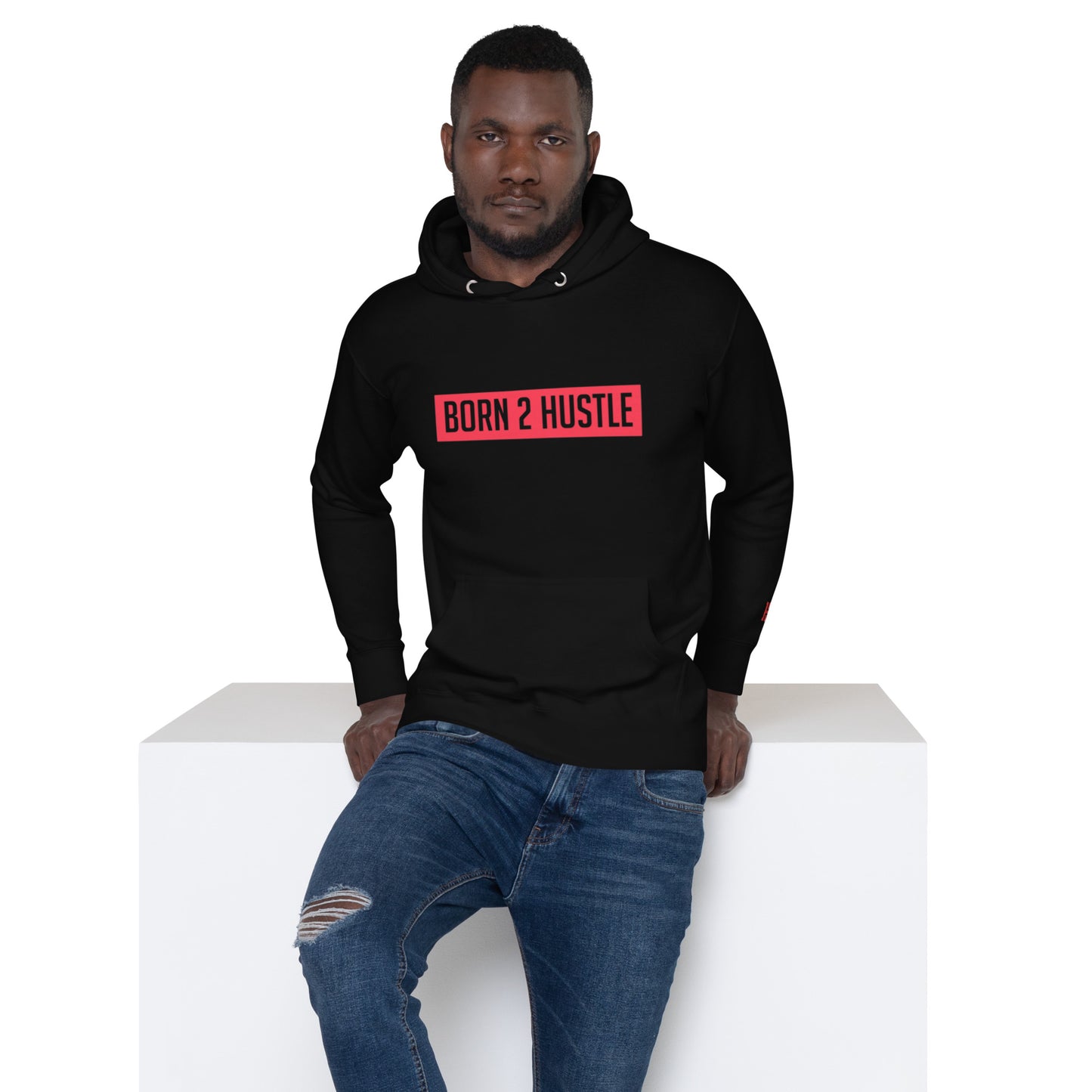 Born 2 Hustle Red Box logo Unisex Hoodie