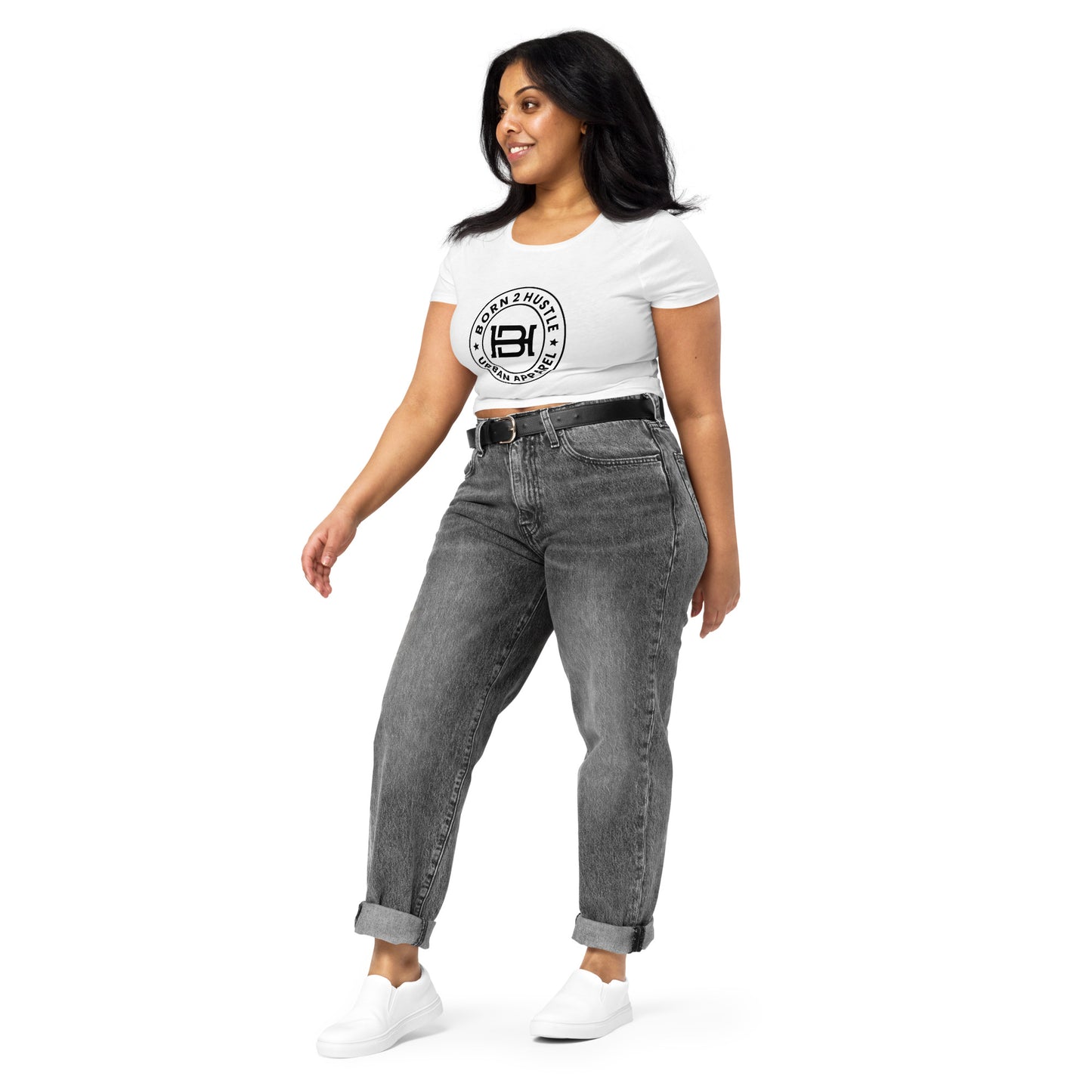 White Women’s B2H Circle logo Crop Tee