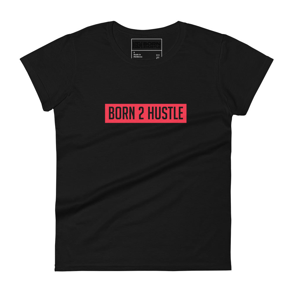 Women's Born 2 Hustle Red Logo short sleeve t-shirt