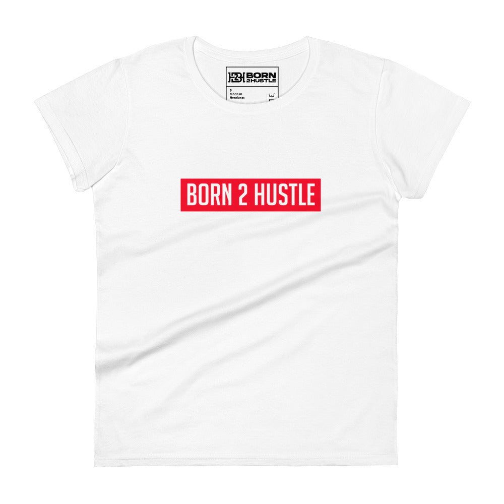 Women's Born 2 Hustle Red Logo short sleeve t-shirt